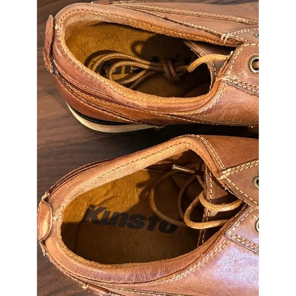 NEW Kunsto Mens Brown Leather Cap Toe Oxford Dress Shoes Lace Up Size 8.5 Preppy - Picture 5 of 6